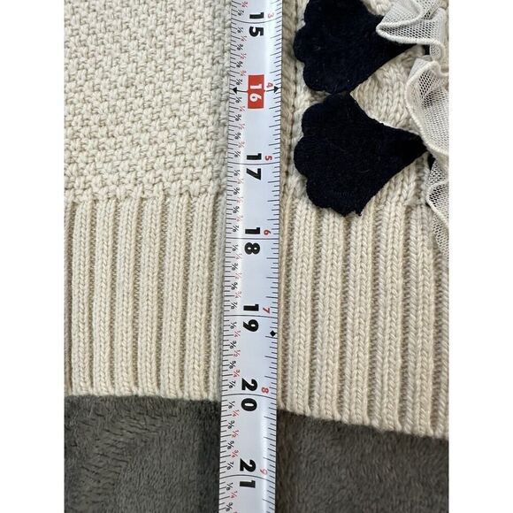 J Crew Cream wool blend cable knit sweater with navy ruffles XS - Picture 8 of 11